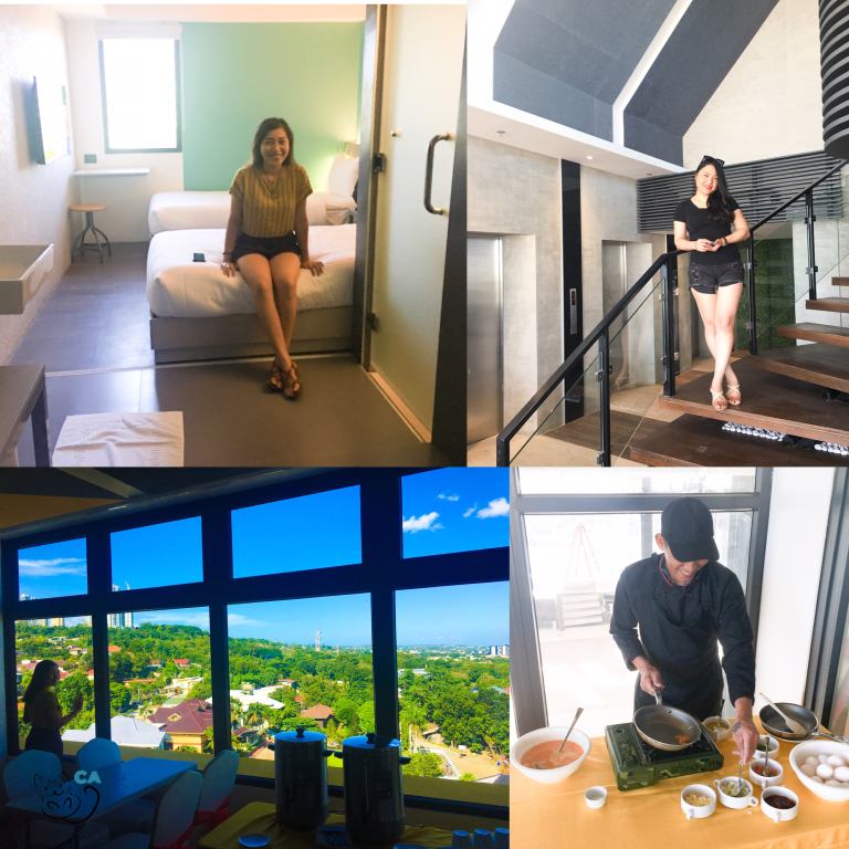 collage photo of different view in yello hotel